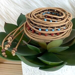 Boho‎ Five Layer Wood Beaded Rope Belt